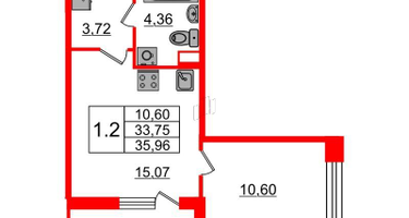 1-к. квартира, 33 м²
