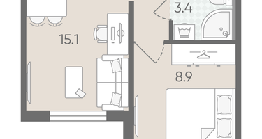 1-к. квартира, 32&nbsp;м²