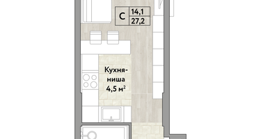 Студия, 27&nbsp;м²
