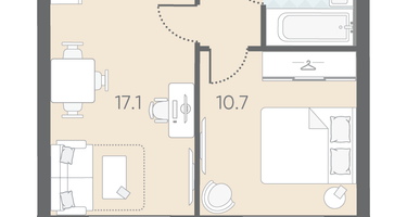 1-к. квартира, 36&nbsp;м²