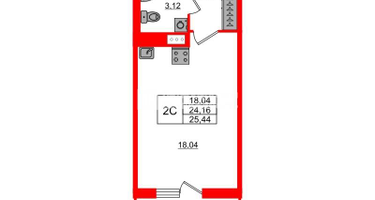 Студия, 24&nbsp;м²