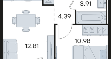 1-к. квартира, 33&nbsp;м²