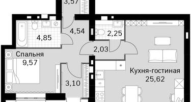 3-к. квартира, 55&nbsp;м²