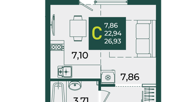 Студия, 26&nbsp;м²