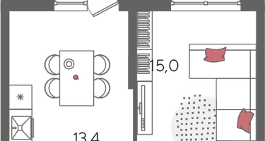 1-к. квартира, 41&nbsp;м²