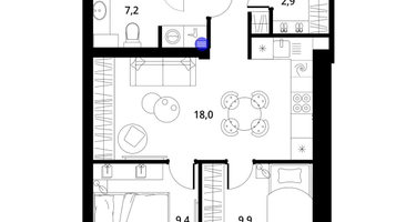 2-к. квартира, 52&nbsp;м²
