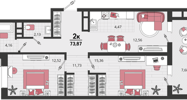 3-к. квартира, 73&nbsp;м²