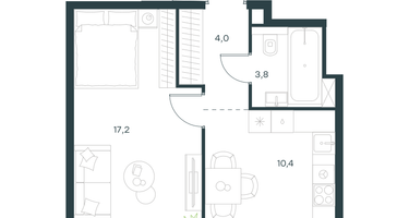 1-к. квартира, 35&nbsp;м²