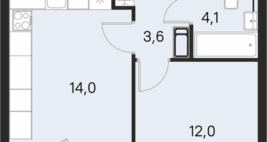 1-к. квартира, 35 м²
