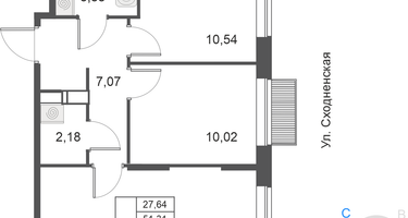 2-к. квартира, 51&nbsp;м²