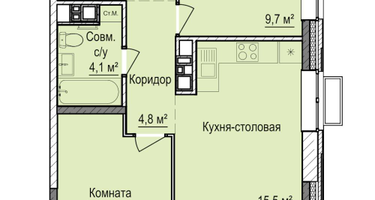 2-к. квартира, 54&nbsp;м²
