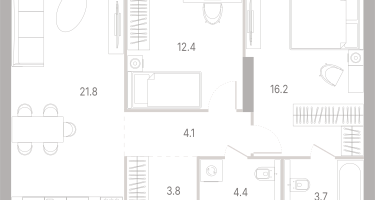 2-к. квартира, 66&nbsp;м²
