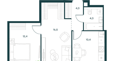 2-к. квартира, 47&nbsp;м²