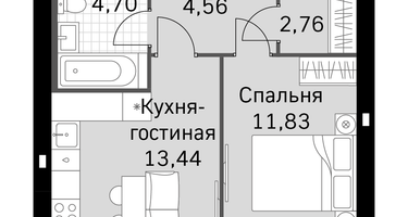 1-к. квартира, 37&nbsp;м²