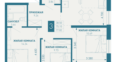 3-к. квартира, 80&nbsp;м²