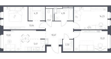 Студия, 79&nbsp;м²