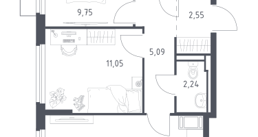 2-к. квартира, 50&nbsp;м²