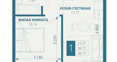1-к. квартира, 39&nbsp;м²