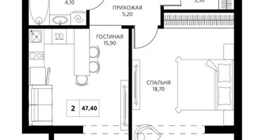 2-к. квартира, 47&nbsp;м²