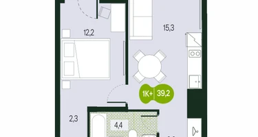 2-к. квартира, 39&nbsp;м²