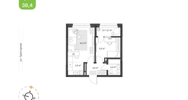 1-к. квартира, 38&nbsp;м²