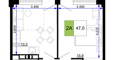 2-к. квартира, 47&nbsp;м²