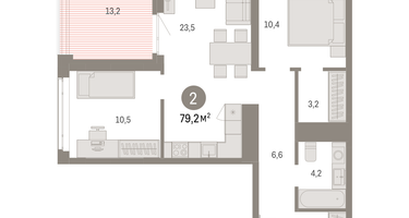 2-к. квартира, 79 м²
