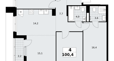4-к. квартира, 100 м²