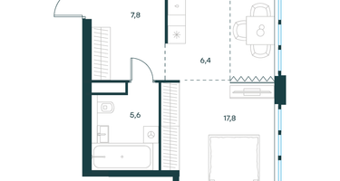 1-к. квартира, 37&nbsp;м²