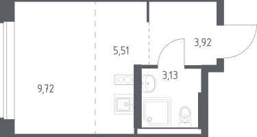1-к. квартира, 22&nbsp;м²