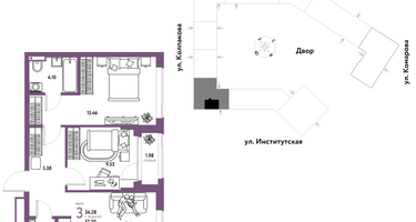 Студия, 54&nbsp;м²