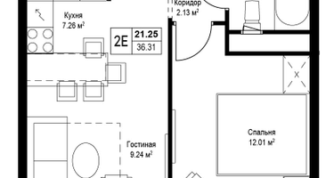 2-к. квартира, 36&nbsp;м²