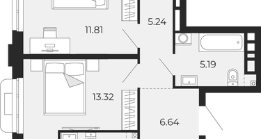 2-к. квартира, 68&nbsp;м²
