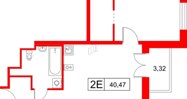 1-к. квартира, 40&nbsp;м²