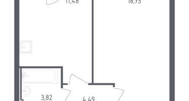 1-к. квартира, 38&nbsp;м²