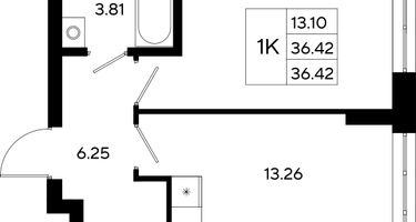 1-к. квартира, 36&nbsp;м²