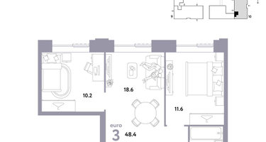 3-к. квартира, 48&nbsp;м²