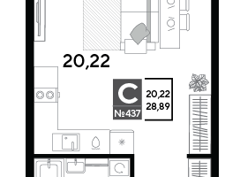 Студия, 28&nbsp;м²