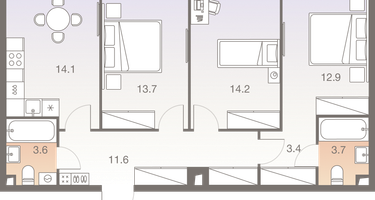 3-к. квартира, 77&nbsp;м²