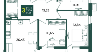 3-к. квартира, 81&nbsp;м²