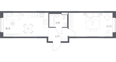 1-к. квартира, 44&nbsp;м²