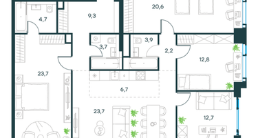 5-к. квартира, 124&nbsp;м²