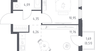 Студия, 37&nbsp;м²