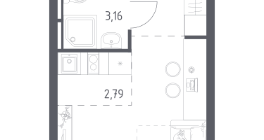 Студия, 22&nbsp;м²