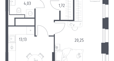 1-к. квартира, 45&nbsp;м²