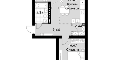 2-к. квартира, 58&nbsp;м²
