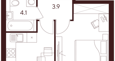 1-к. квартира, 32 м²