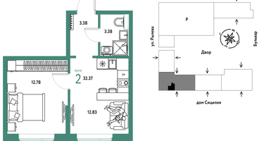 2-к. квартира, 32 м²
