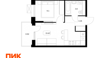 1-к. квартира, 32&nbsp;м²