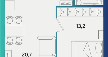 1-к. квартира, 42&nbsp;м²